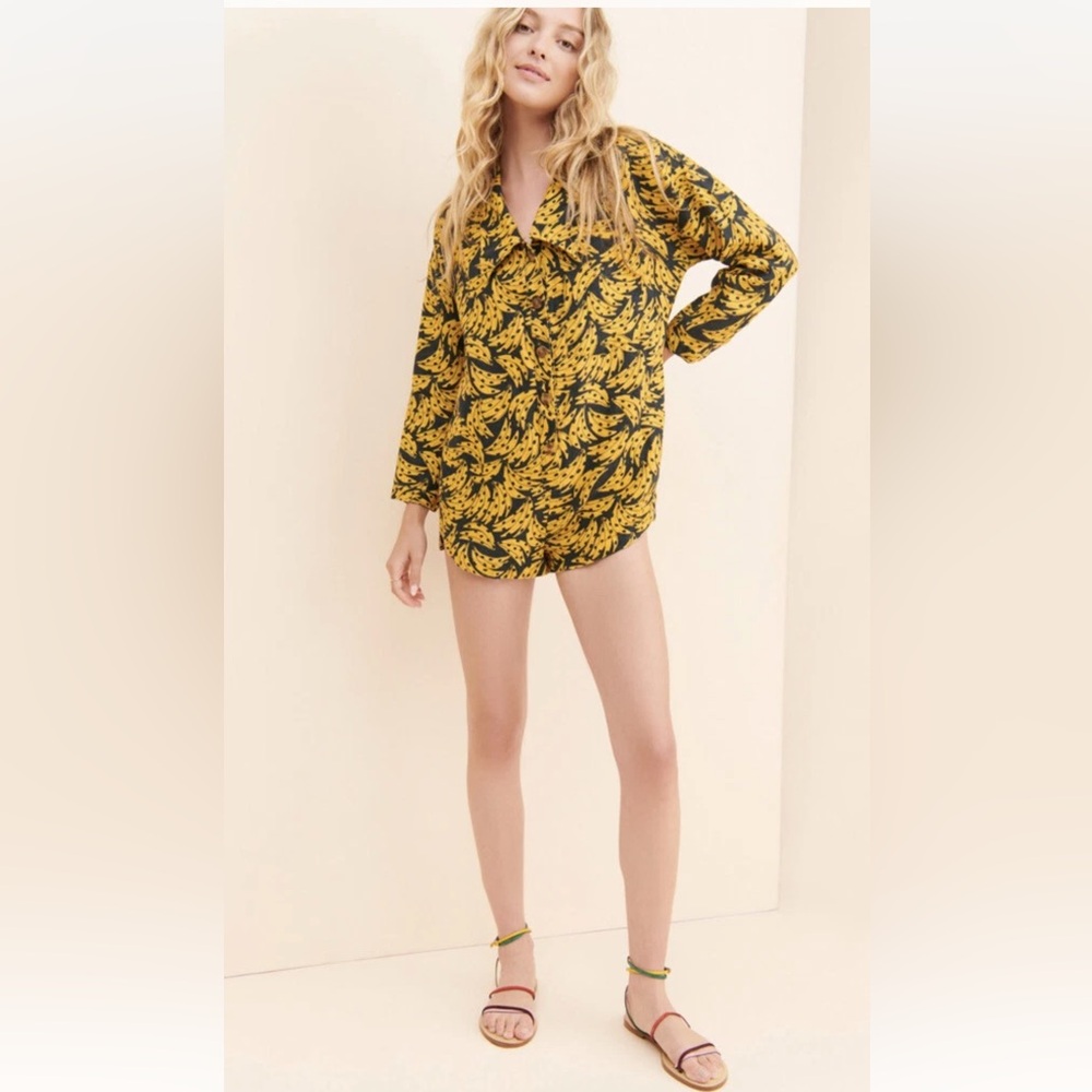 FARM Rio Yellow & Black Printed Romper
